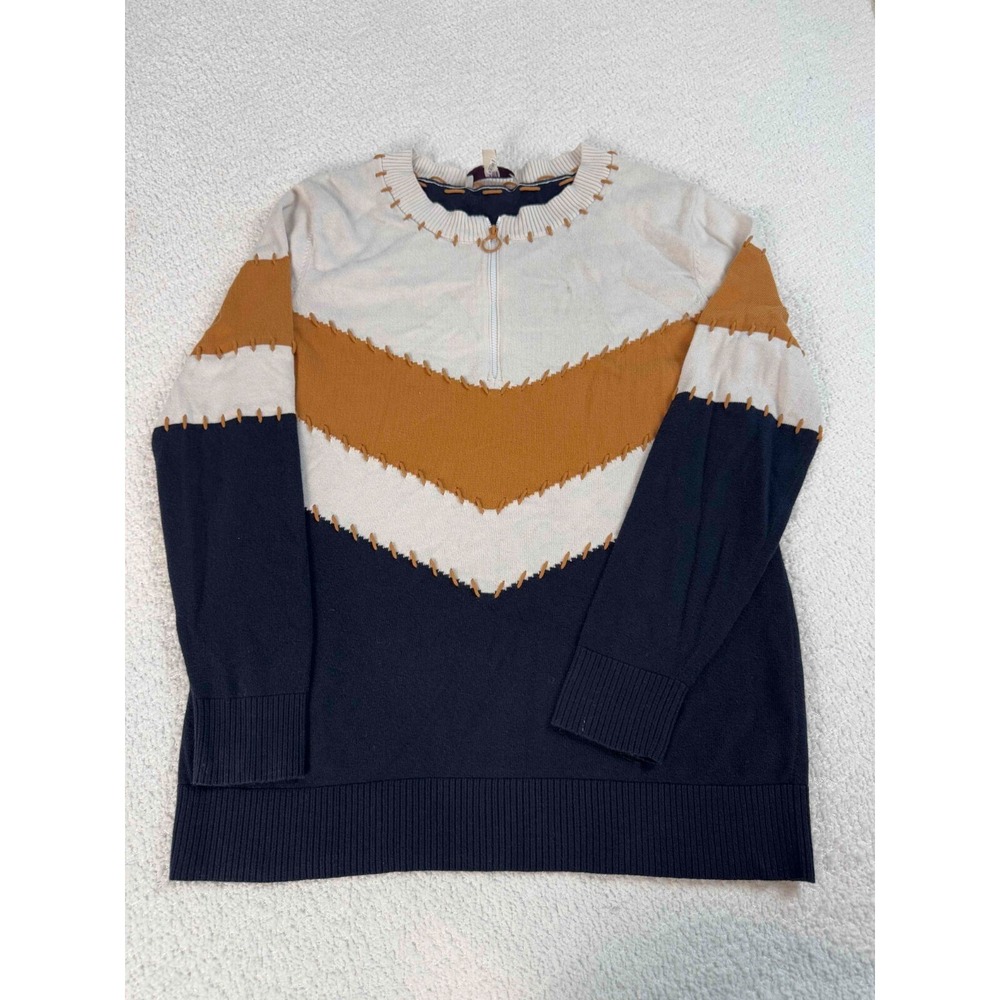 E3 By Etcetera Womens Knit Quater Zip Long Sleeve Pullover Multi Sweater Small‎